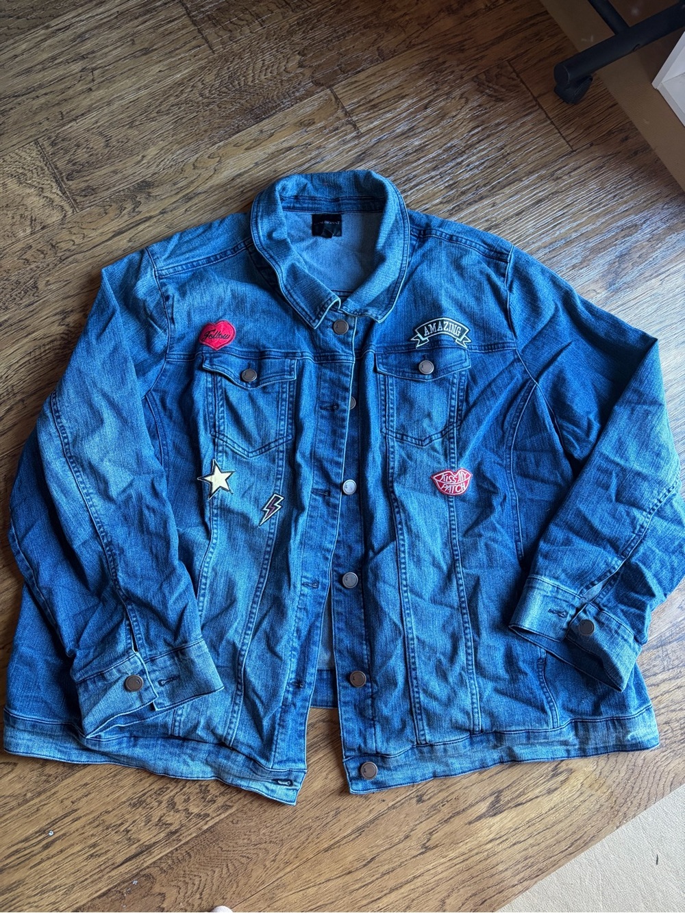 Lane Bryant Blue Denim Jacket with Patch Details 28